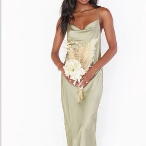 MUMU Tuscany Maxi Slip Dress Moss Green